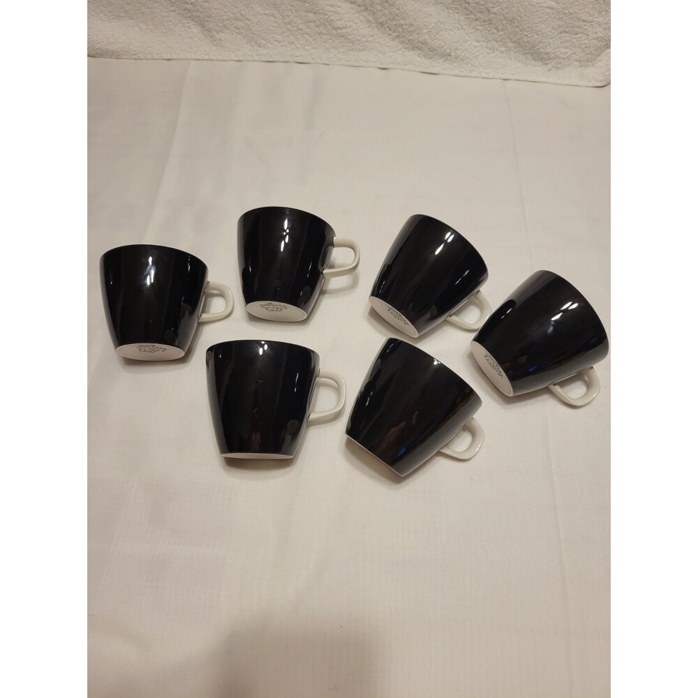 Mikasa Cera-Stone Coffee Tea Cup Set Of 6 Black And White 3998 Japan